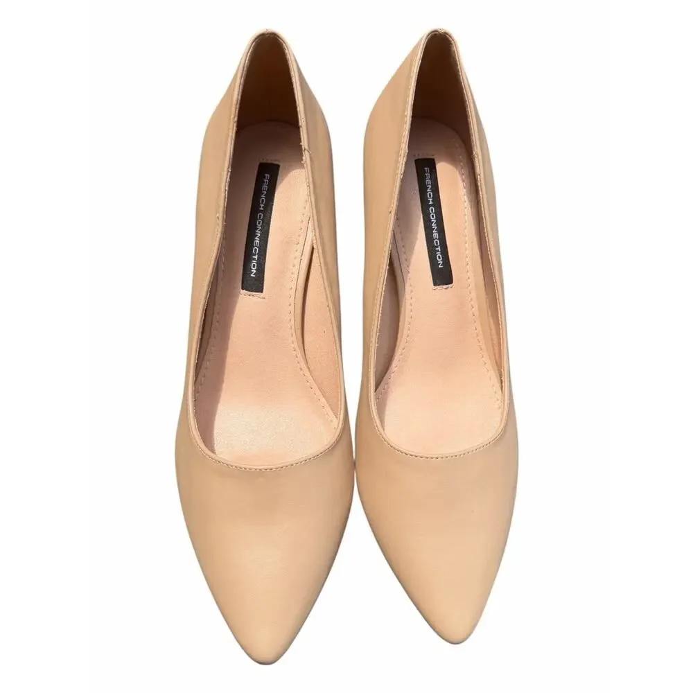 French Connection Nude Pointed Toe Pump Size 7.5 Vegan Leather Classic Pumps NIB